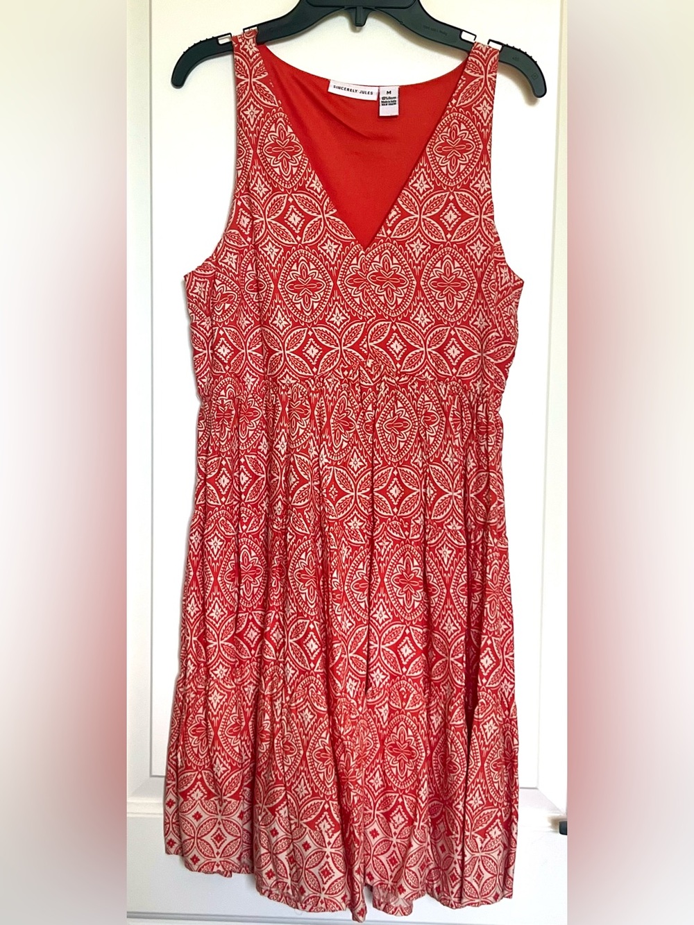 Sincerely Jules Red & White Printed Tiered Sleeveless Dress - Size M EUC